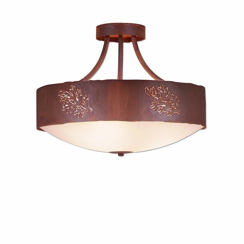 Ridgemont Semi Flush Large Short - Bowl Bottom - Cedar Bough Cutout - Frosted Glass Bowl