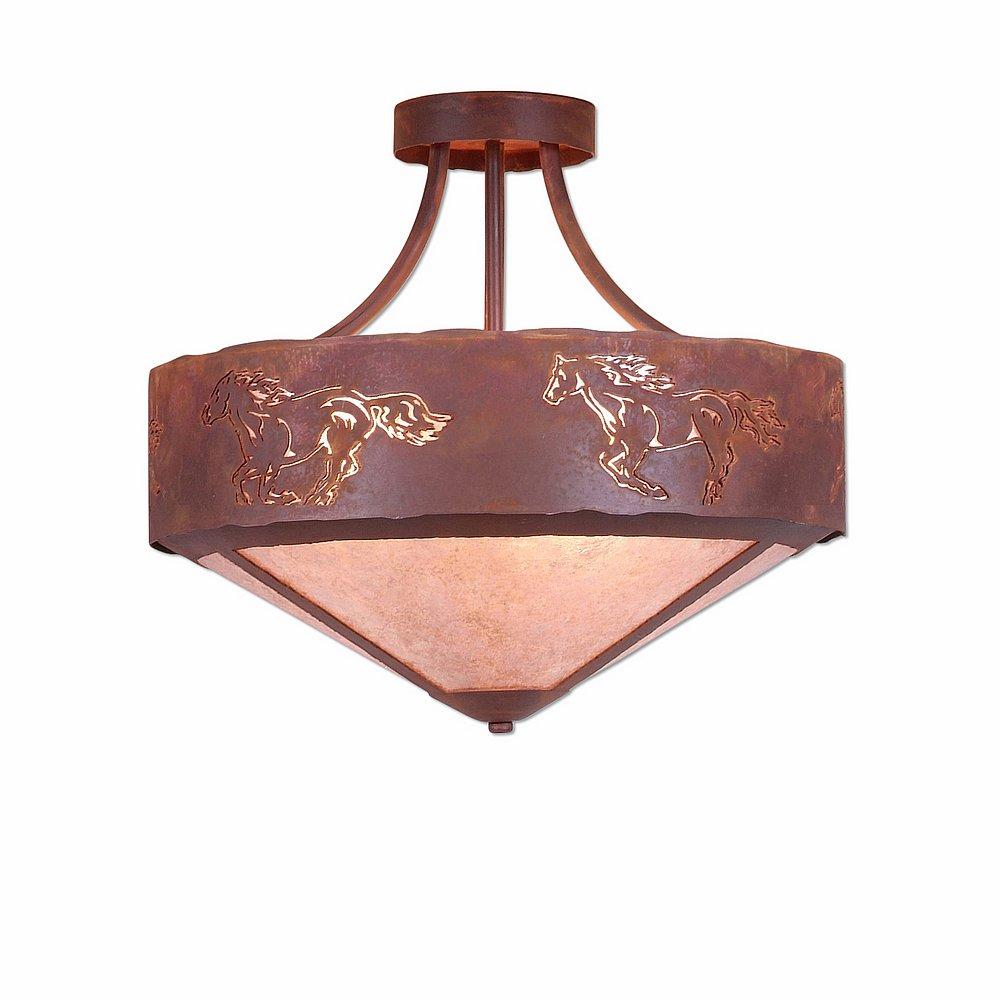 Ridgemont Semi-Flush Large Short - Shade Bottom - Horse Cutout - Almond Mica Shade