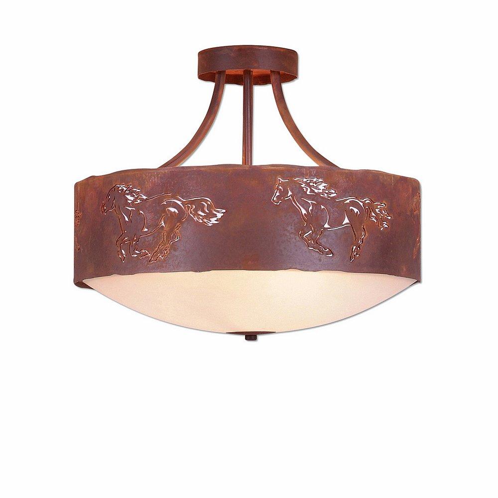 Ridgemont Semi Flush Large Short - Bowl Bottom - Horse Cutout - Frosted Glass Bowl