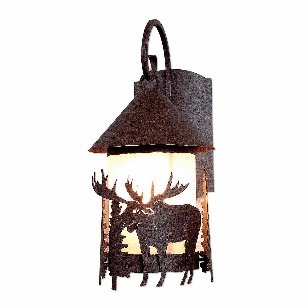 Vista Lantern Sconce - Moose - Frosted Glass Bowl - Rustic Brown Finish