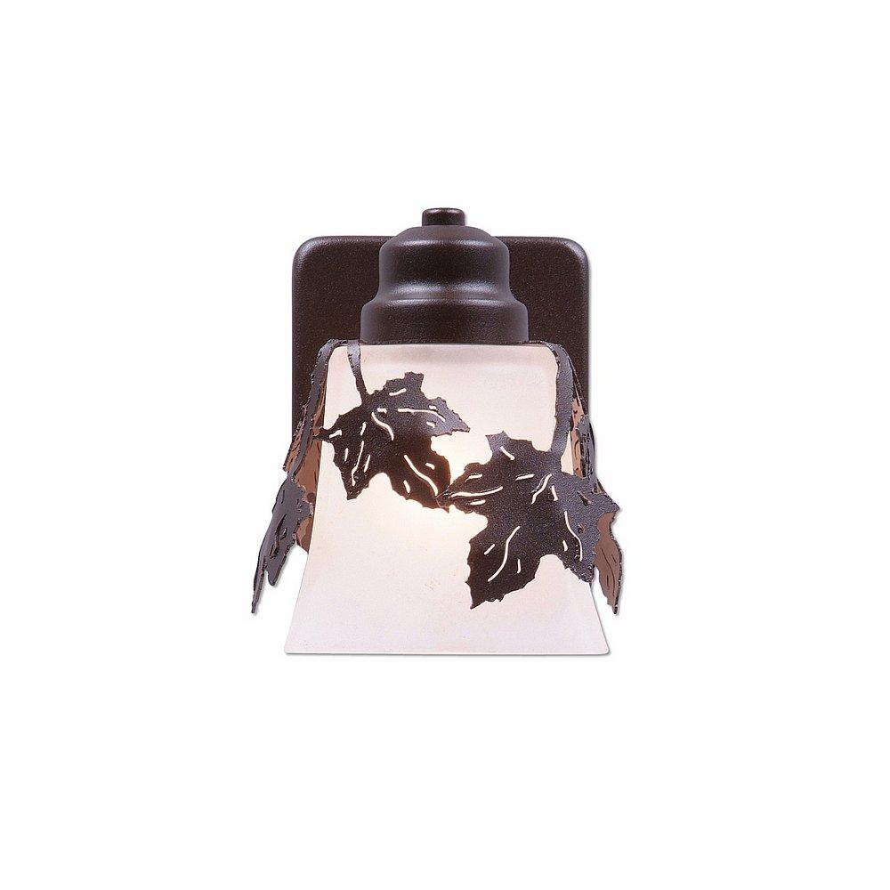 Woodland Sconce - Maple Leaf - Frosted Glass Bowl - Dark Bronze Metallic Finish