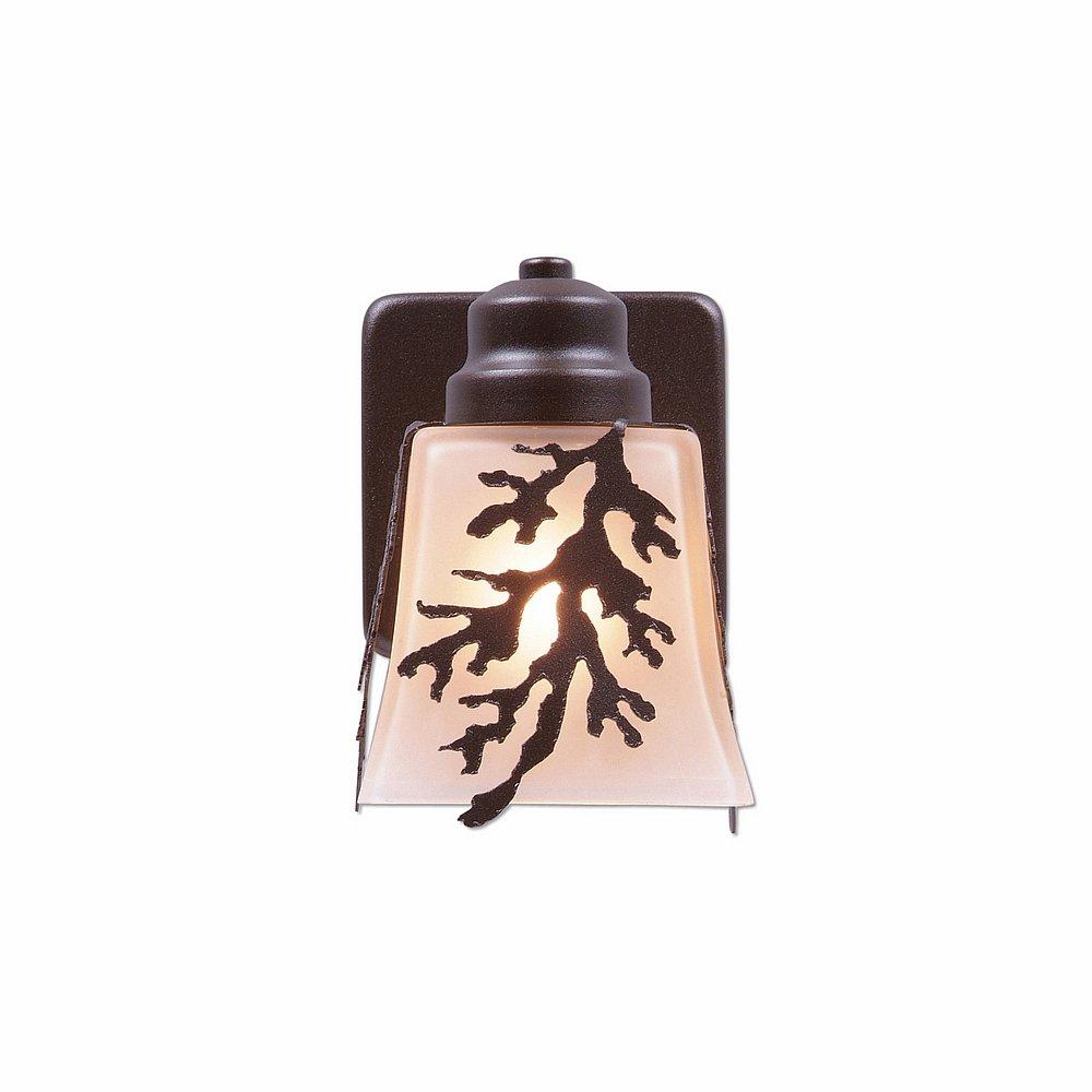 Woodland Sconce - Cedar Bough - Tea Stain Glass Bowl - Dark Bronze Metallic Finish