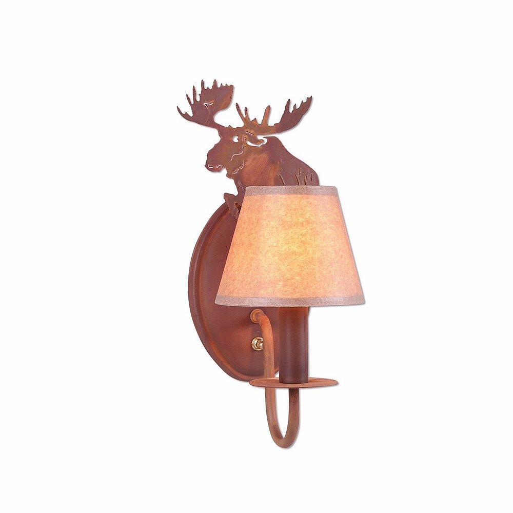 Diablo Sconce - Alaska Moose - Waxed Kraft Lampshade - Rust Patina Finish