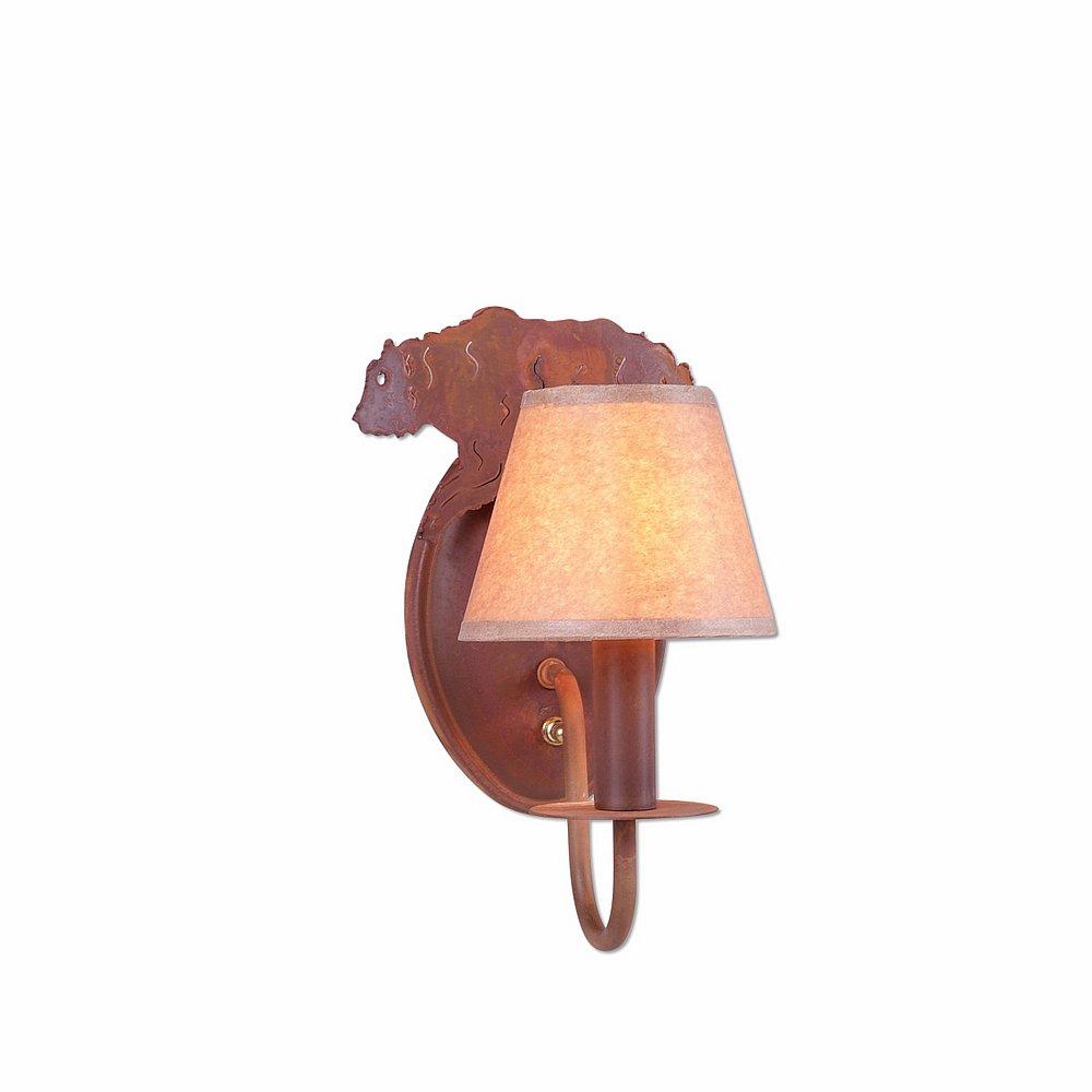 Diablo Sconce - Bear - Waxed Kraft Lampshade - Rust Patina Finish