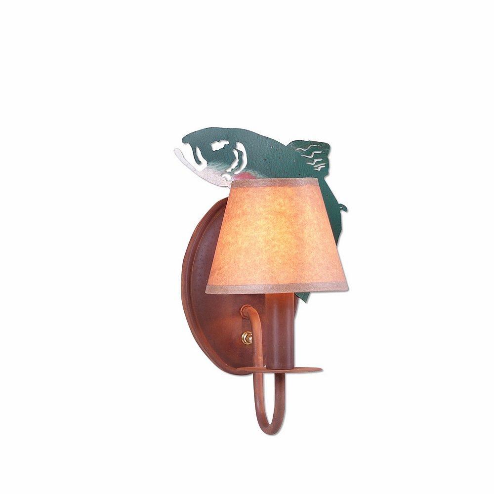 Diablo Sconce - Trout - Waxed Kraft Lampshade - Fish Stain-Rust Patina base Finish