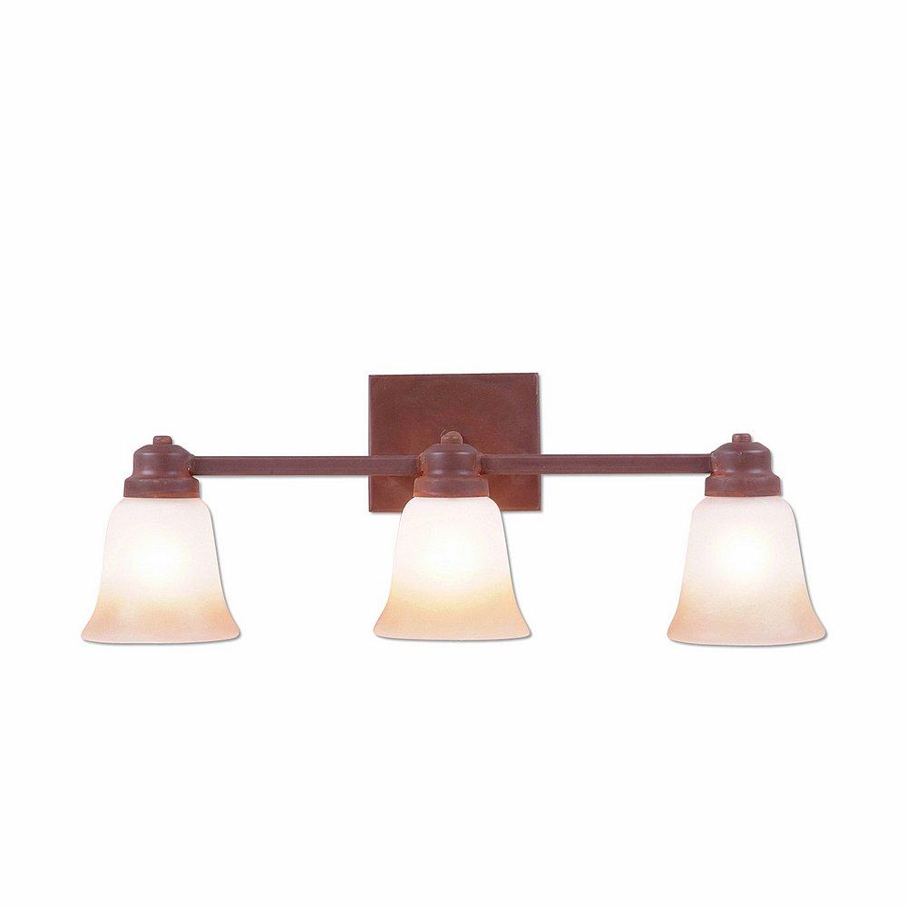 Parkshire Triple Bath Vanity Light - Rustic Plain - Two-Toned Amber Cream Bell Glass