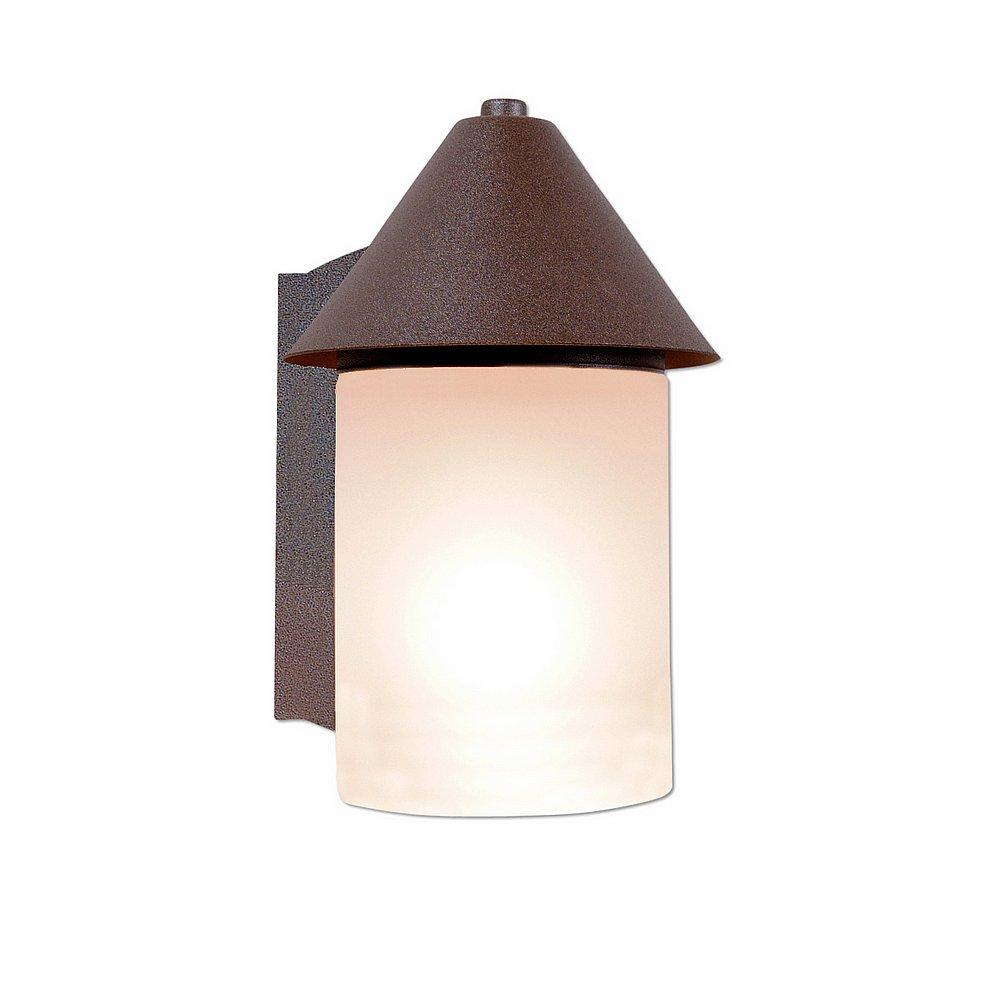 Cedarline Sconce - Rustic Plain - Frosted Glass Bowl - Rustic Brown Finish