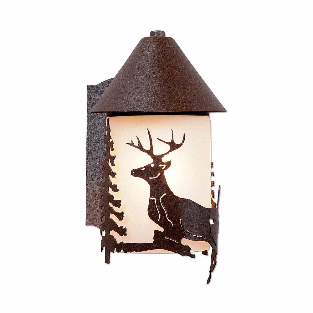 Cedarline Sconce - Valley Deer - Frosted Glass Bowl - Rustic Brown Finish