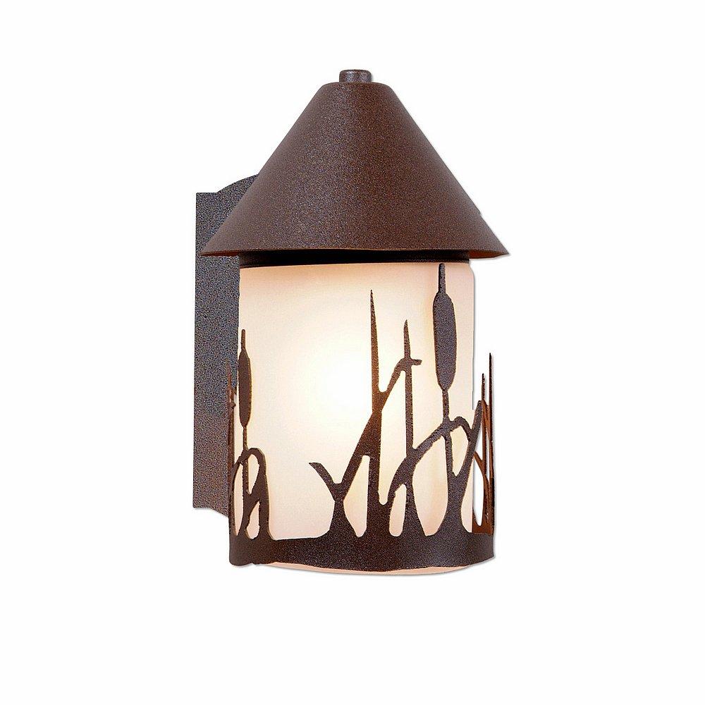 Cedarline Sconce - Cattails - Frosted Glass Bowl - Rustic Brown Finish