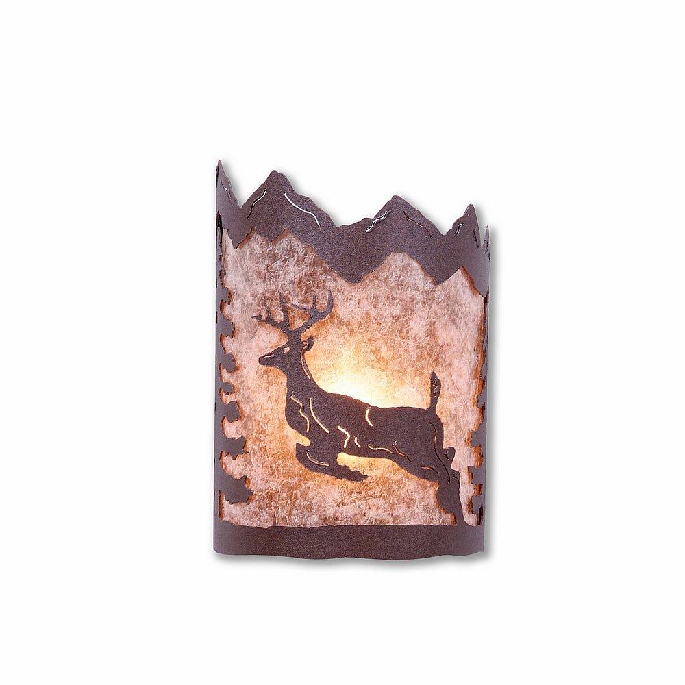 Cascade Sconce Small - Valley Deer - Almond Mica Shade - Rustic Brown Finish