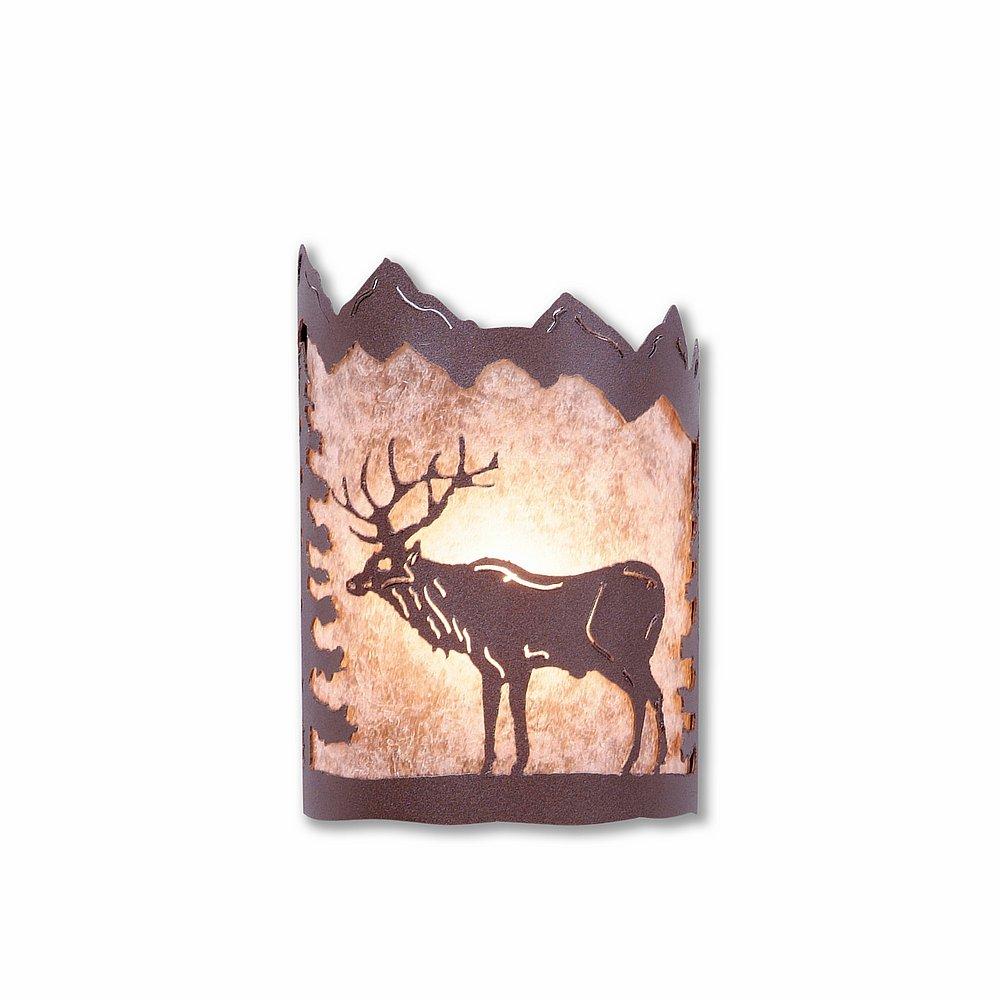 Cascade Sconce Small - Valley Elk - Almond Mica Shade - Rustic Brown Finish