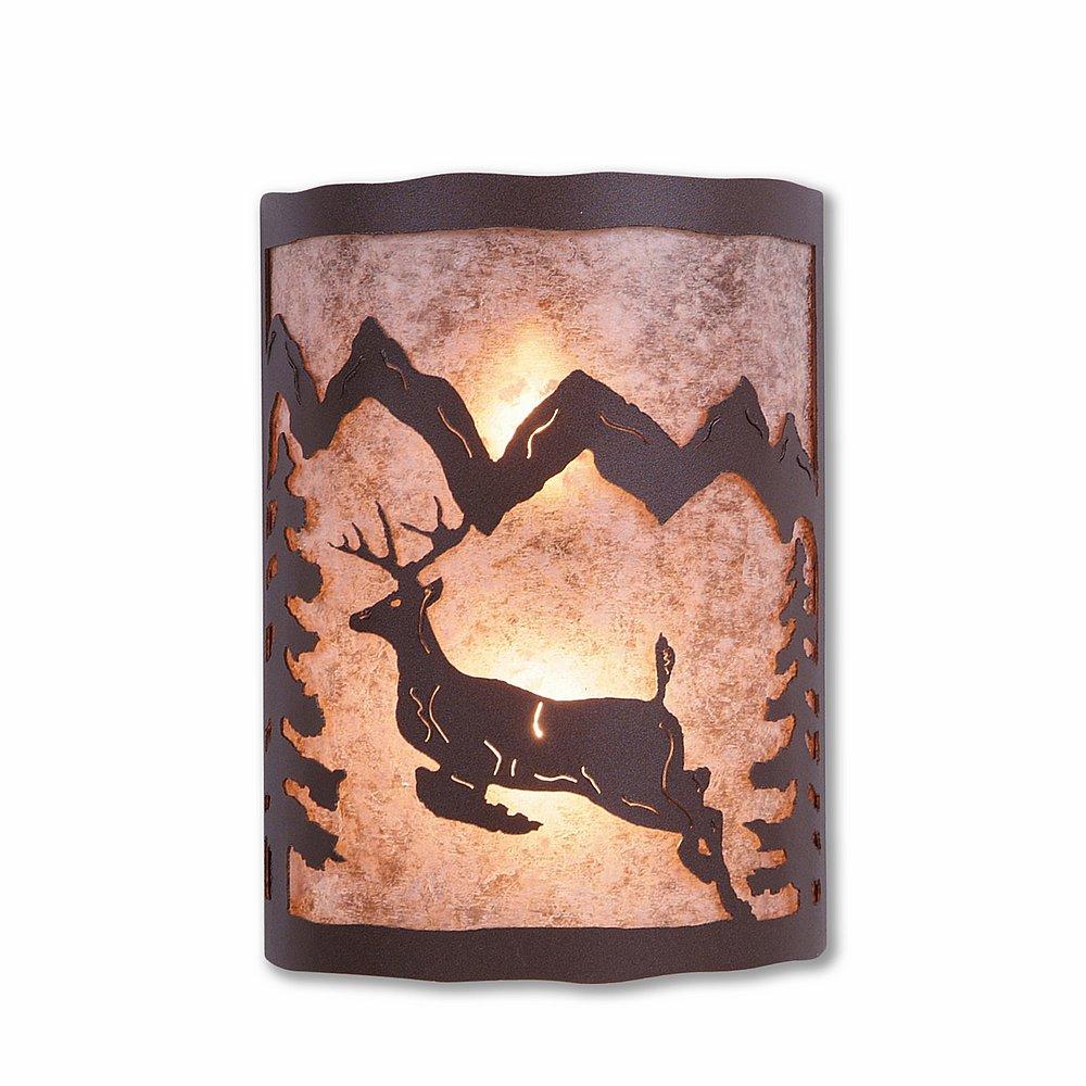 Cascade Sconce Large - Valley Deer - Almond Mica Shade - Rustic Brown Finish