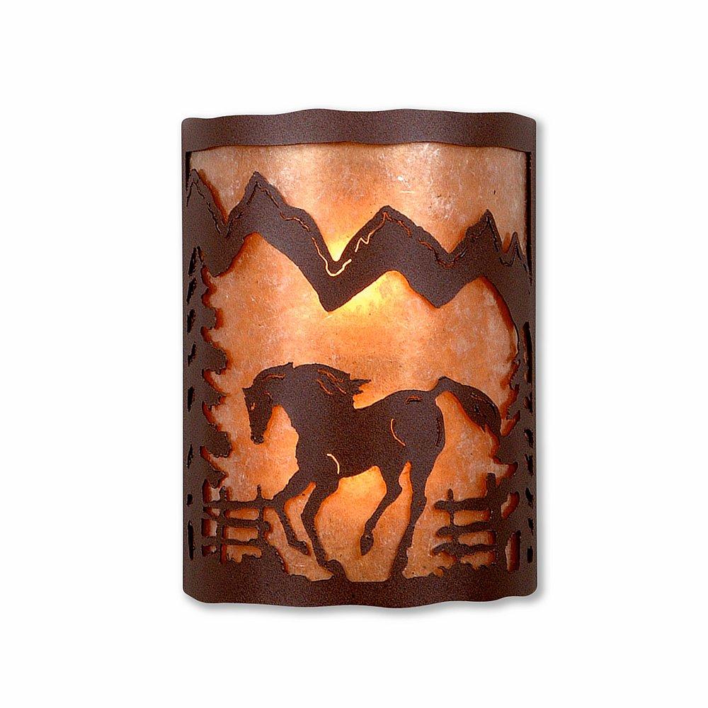 Cascade Sconce Large - Mountain Horse - Almond Mica Shade - Rustic Brown Finish