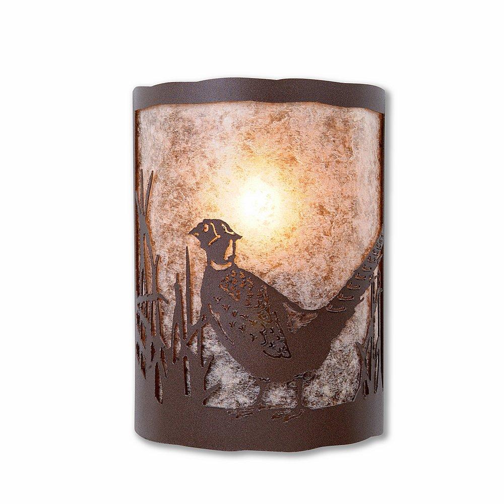 Cascade Sconce Large - Pheasant - Almond Mica Shade - Rustic Brown Finish