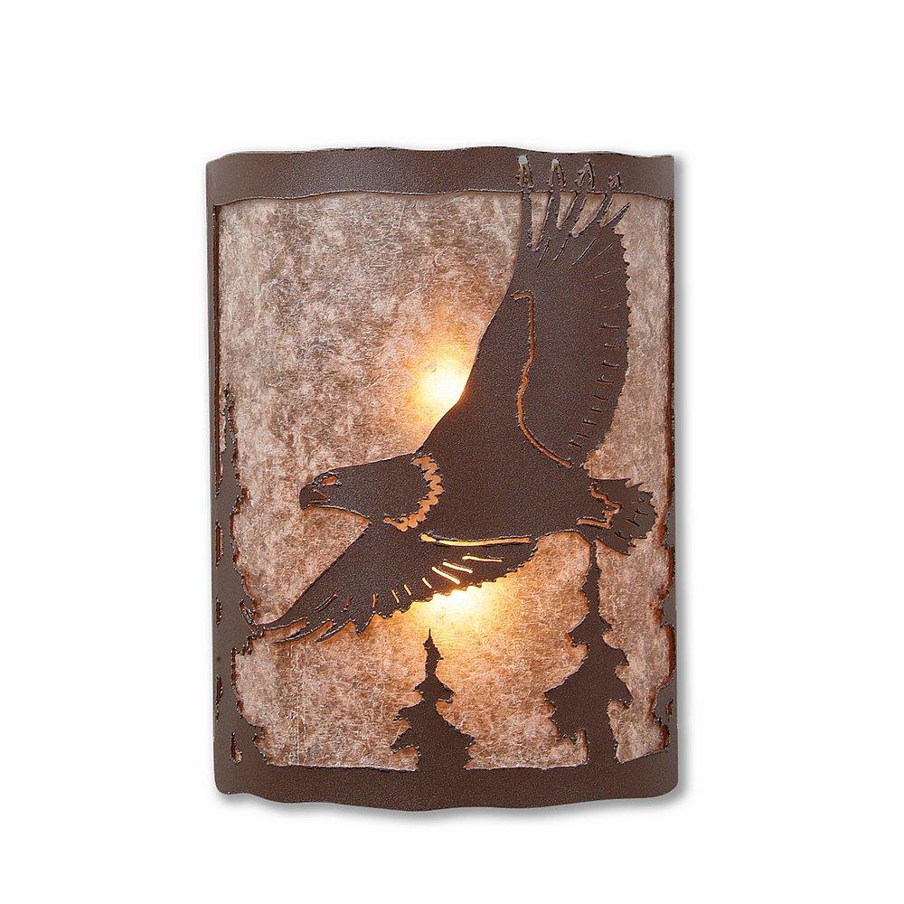 Cascade Sconce Large - Eagle - Almond Mica Shade - Rustic Brown Finish