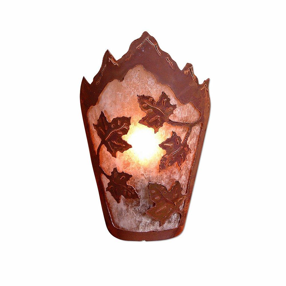 Decatur Sconce - Maple Leaf - Almond Mica Shade - Rust Patina Finish