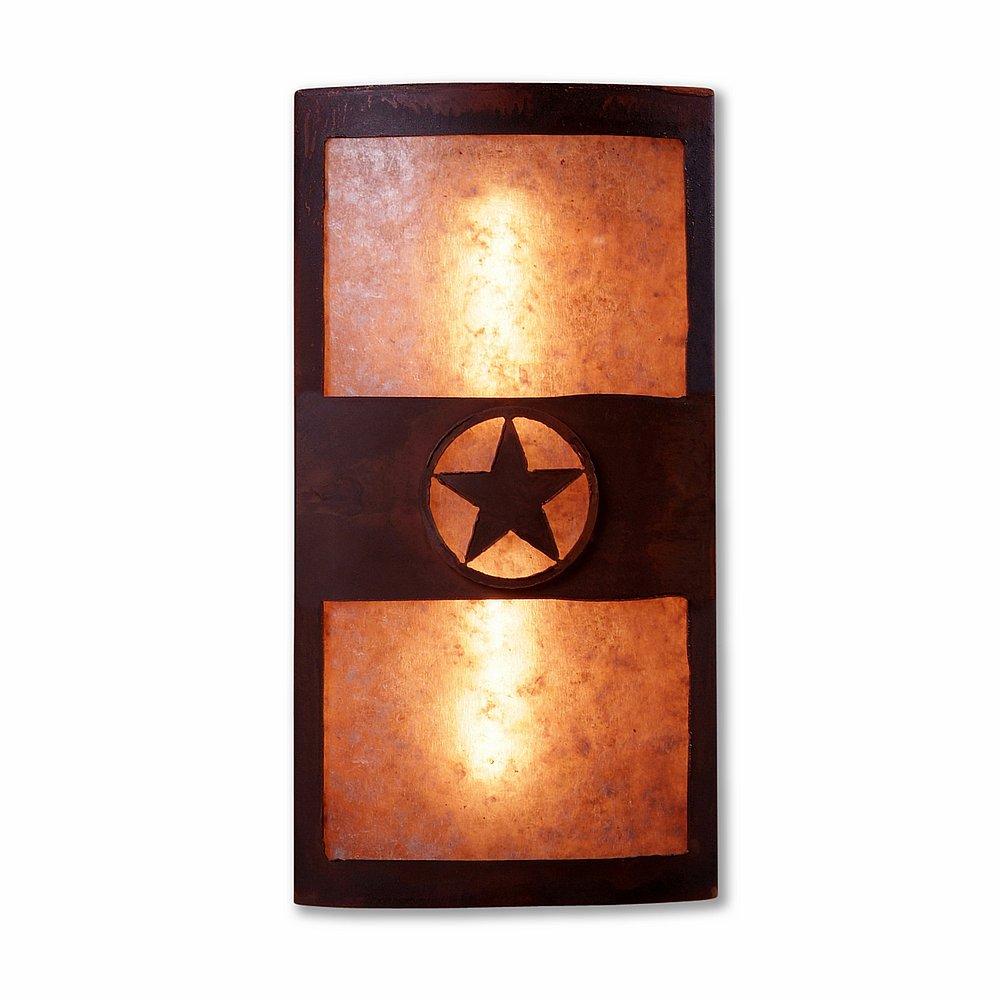 Benton Sconce - Texas Star - Almond Mica Shade - Rust Patina Finish