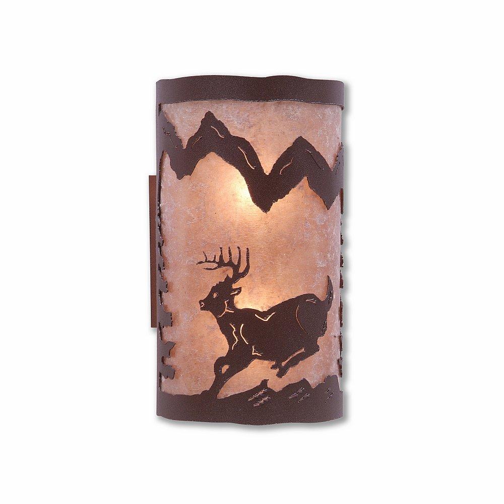 Kincaid Sconce - Mountain Deer - Almond Mica Shade - Rustic Brown Finish