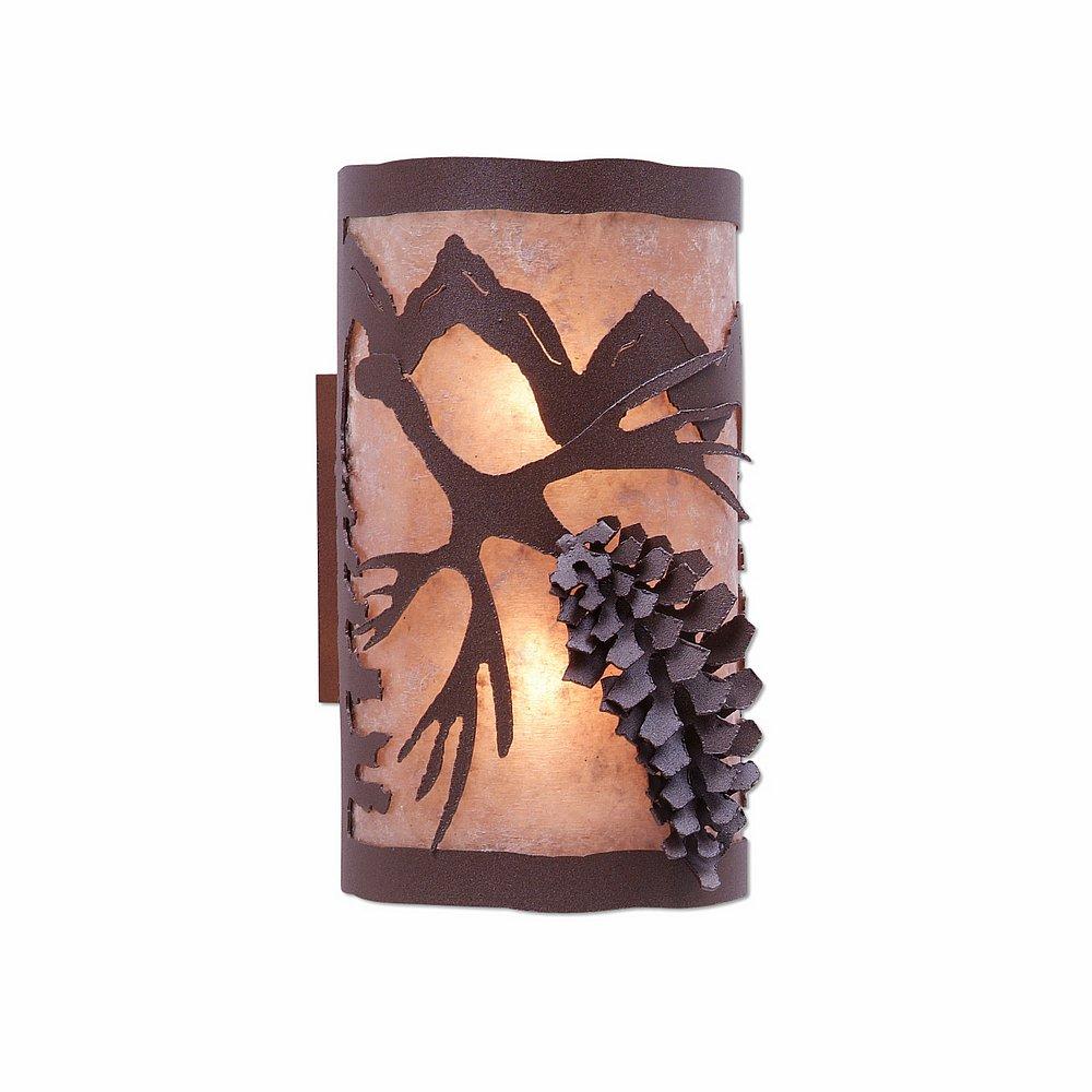 Kincaid Sconce - Spruce Cone - Almond Mica Shade - Rustic Brown Finish