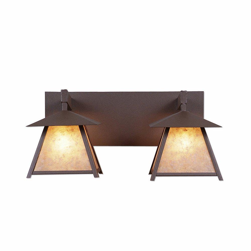 Smoky Mountain Double Bath Vanity Light - Northrim - Almond Mica Shade - Rustic Brown Finish