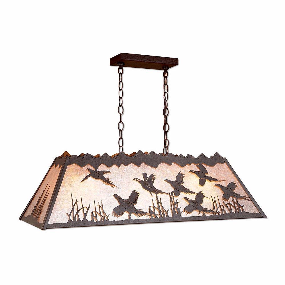 Rocky Mountain Billiard Light Small - Pheasant - Almond Mica Shade - Rustic Brown Finish