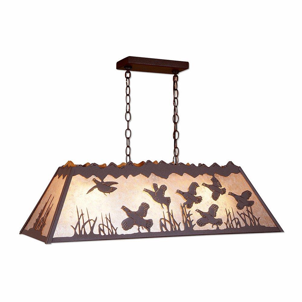 Rocky Mountain Billiard Light Small - Quail - Almond Mica Shade - Rustic Brown Finish