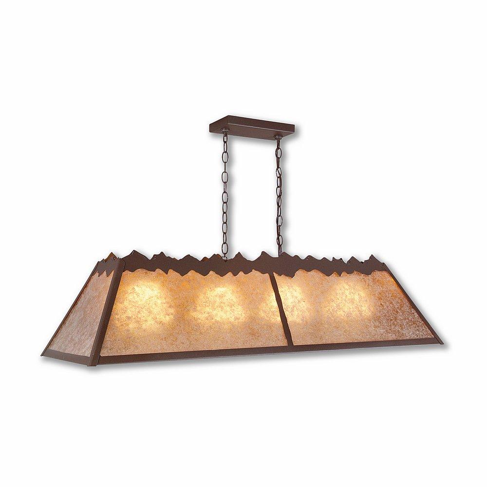 Rocky Mountain Billiard Light Large - Rustic Plain - Almond Mica Shade - Rustic Brown Finish