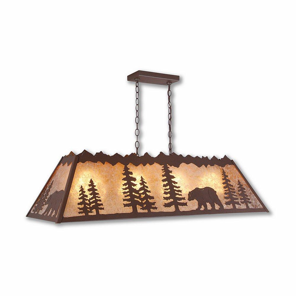 Rocky Mountain Billiard Light Large - Mountain Bear - Almond Mica Shade - Rustic Brown Finish