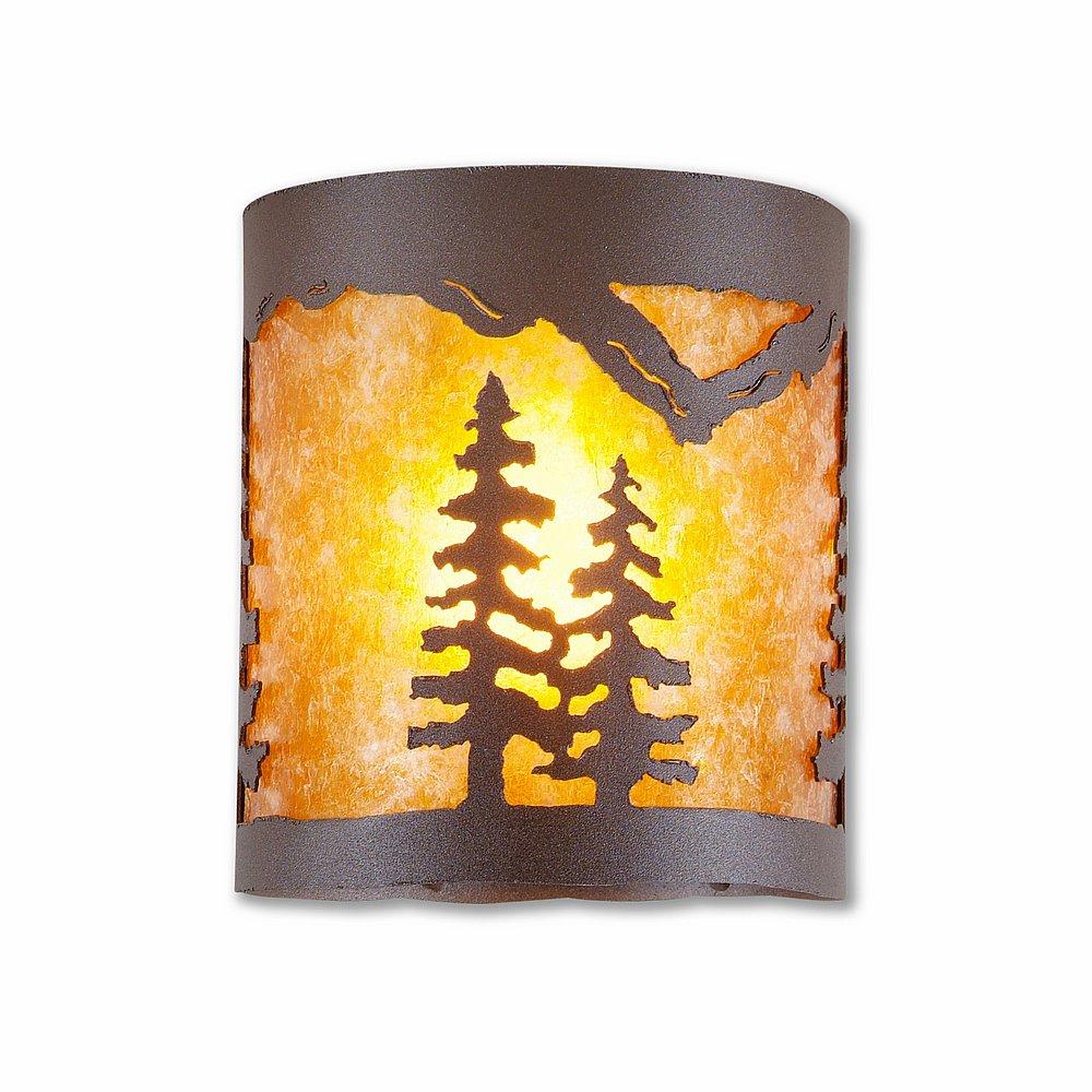 Kincaid Ceiling Light - Spruce Tree - Amber Mica Shade - Rustic Brown Finish