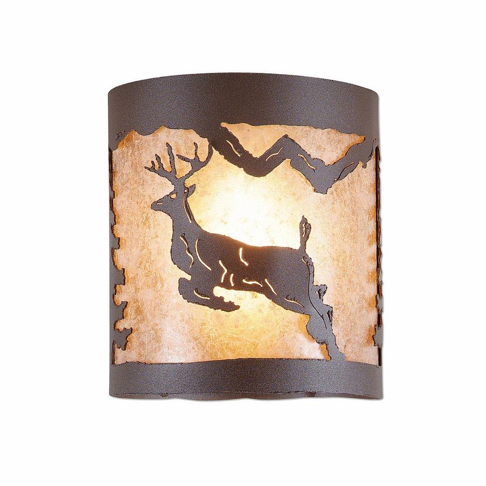 Kincaid Ceiling Light - Valley Deer - Almond Mica Shade - Rustic Brown Finish