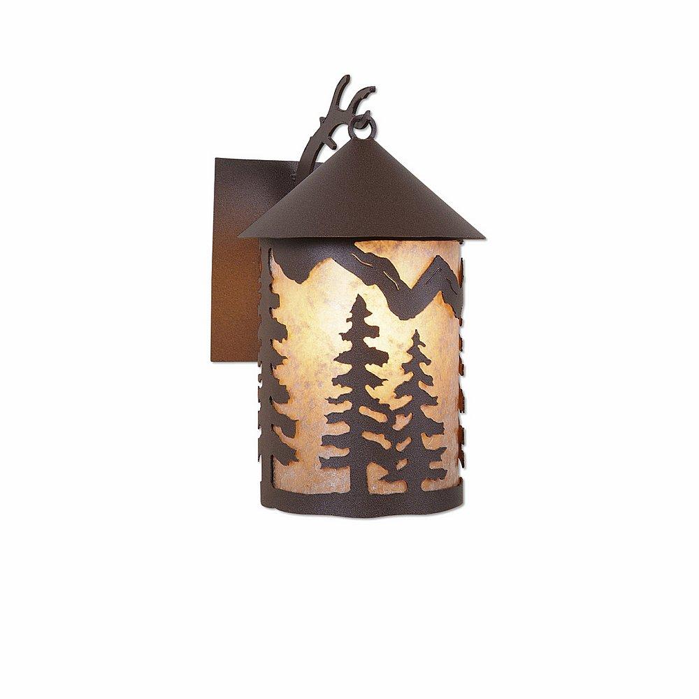 Cascade Lantern Sconce Mica Medium - Spruce Tree - Almond Mica Shade - Rustic Brown Finish