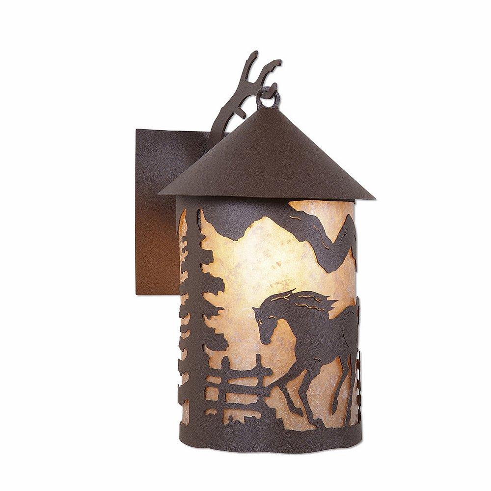 Cascade Lantern Sconce Mica Large - Mountain Horse - Almond Mica Shade - Rustic Brown Finish