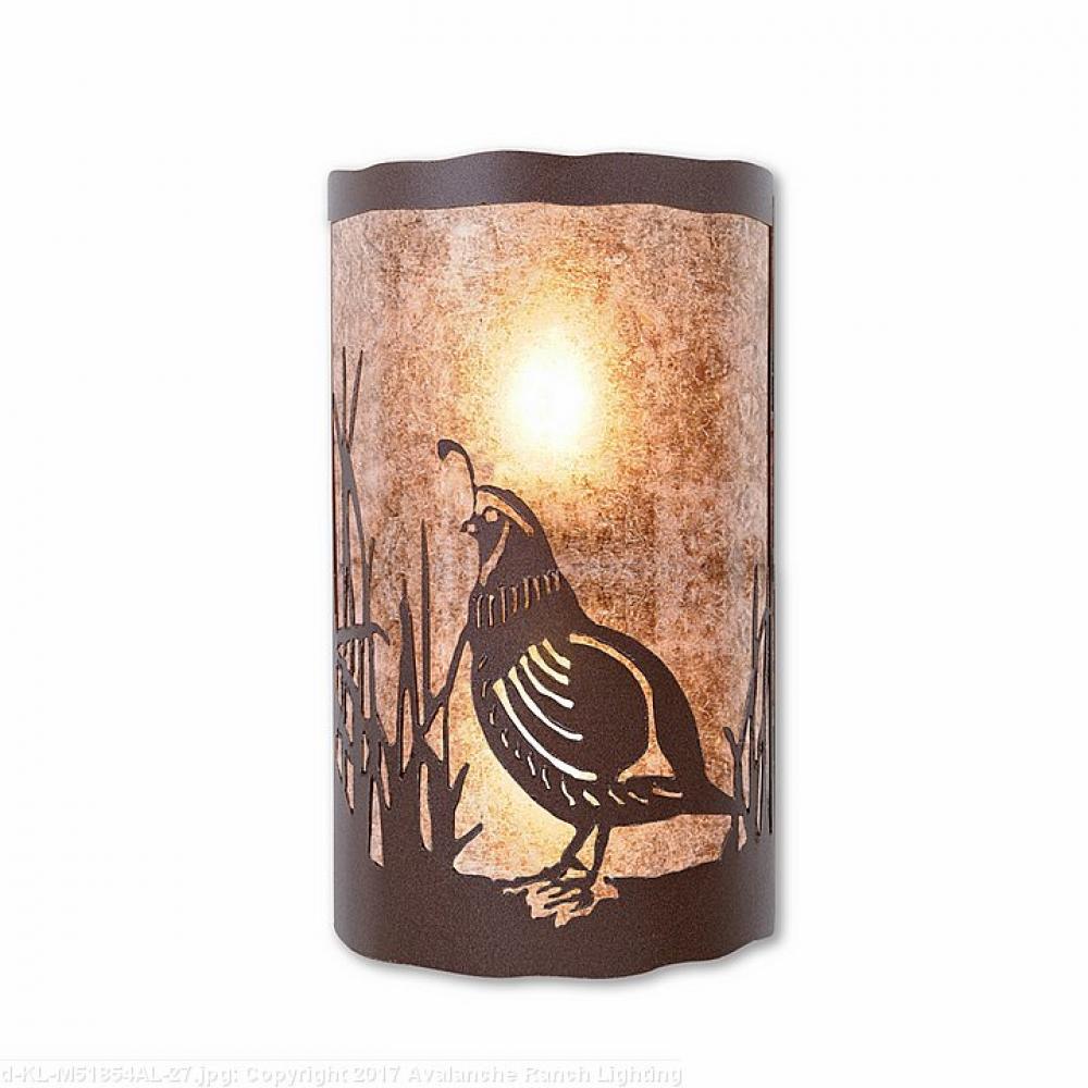 Cascade Exterior Sconce - Quail - Almond Mica Shade - Rustic Brown Finish