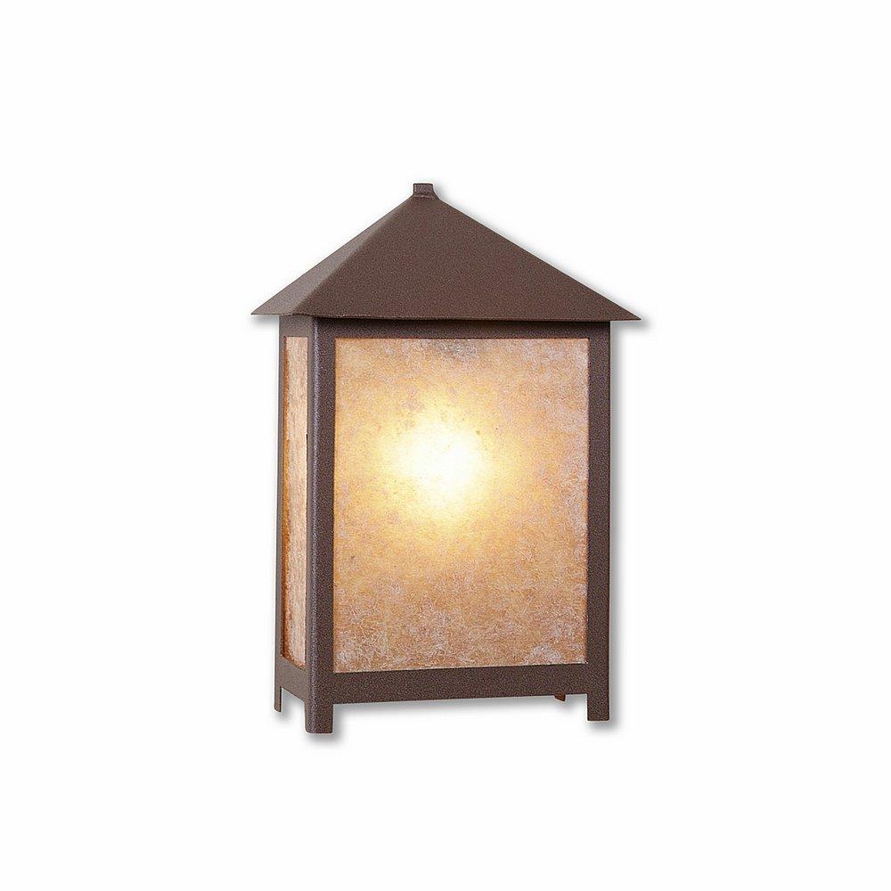 Hudson Sconce Small - Rustic Plain - Almond Mica Shade - Rustic Brown Finish