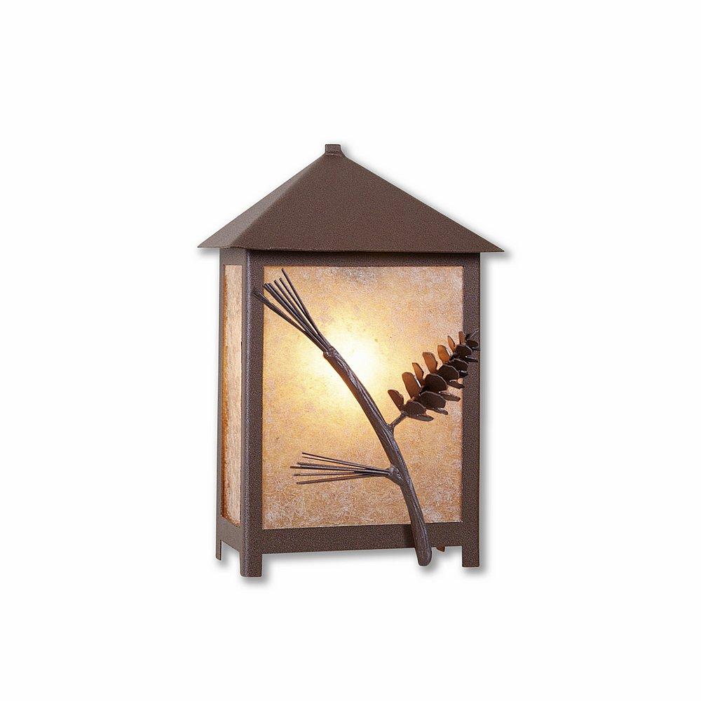 Hudson Sconce Small - Pine Cone - Almond Mica Shade - Rustic Brown Finish