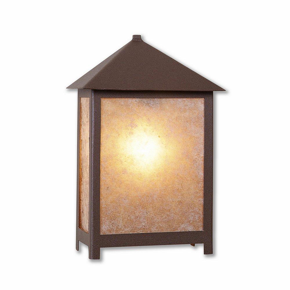 Hudson Sconce Large - Rustic Plain - Almond Mica Shade - Rustic Brown Finish