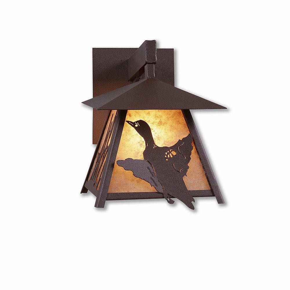 Smoky Mountain Sconce Small - Loon - Almond Mica Shade - Rustic Brown Finish