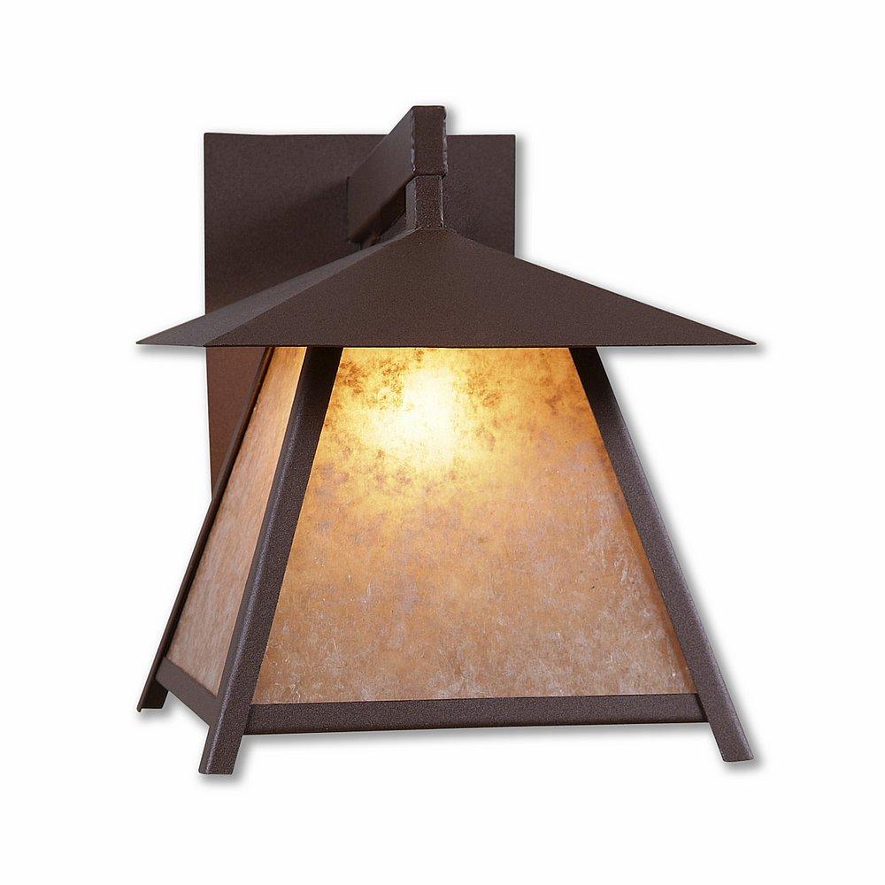 Smoky Mountain Sconce Large - Rustic Plain - Almond Mica Shade - Rustic Brown Finish