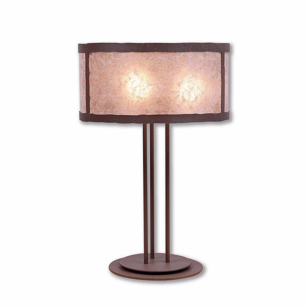 Kincaid Desk Lamp - Rustic Plain - Almond Mica Shade - Rustic Brown Finish