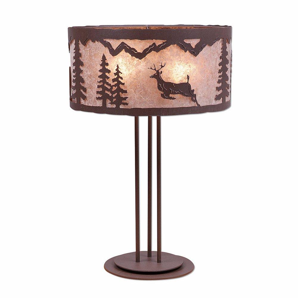 Kincaid Table Lamp - Valley Deer - Almond Mica Shade - Rustic Brown Finish