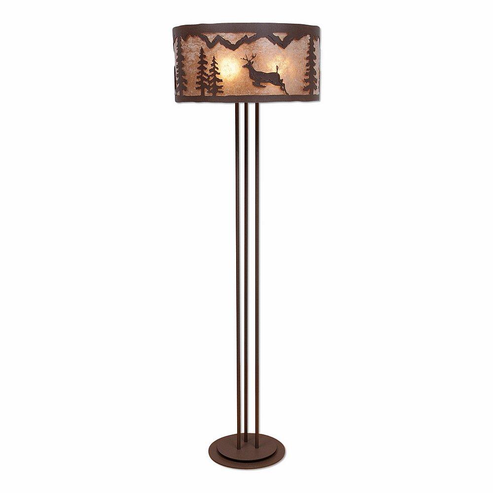 Kincaid Floor Lamp - Valley Deer - Almond Mica Shade - Rustic Brown Finish