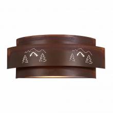 Avalanche Ranch Lighting A16245-02 - Northridge Double Sconce - Mountain-Pine Tree Cutouts - Rust Patina Finish