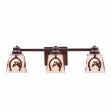 Avalanche Ranch Lighting A36317TS-28 - Woodland Triple Bath Vanity Light - Horse Horseshoe - Tea Stain Glass Bowl