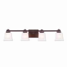 Avalanche Ranch Lighting A36401FC-28 - Woodland Quad Bath Vanity Light - Rustic Plain - Frosted Glass Bowl - Dark Bronze Metallic Finish