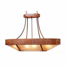 Avalanche Ranch Lighting A41106AL-HR-02 - Ridgemont Chandelier Oval - Maple Cutout - Almond Mica Shade - Rust Patina Finish