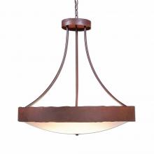 Avalanche Ranch Lighting A42101FC-HR-02 - Ridgemont Chandelier Medium - Bowl Bottom - Rustic Plain - Frosted Glass Bowl - Rust Patina Finish