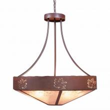 Avalanche Ranch Lighting A42106AL-HR-02 - Ridgemont Chandelier Medium - Shade Bottom - Maple Cutout - Almond Mica Shade - Rust Patina Finish