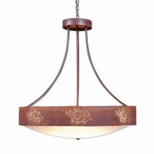 Avalanche Ranch Lighting A42148FC-HR-02 - Ridgemont Chandelier Medium - Bowl Bottom - Cedar Bough Cutout - Frosted Glass Bowl