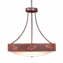 Avalanche Ranch Lighting A42162FC-HR-02 - Ridgemont Chandelier Medium - Bowl Bottom - Fish Cutout - Frosted Glass Bowl - Rust Patina Finish