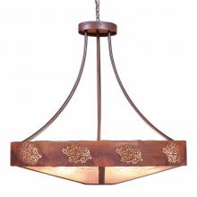 Avalanche Ranch Lighting A42648AL-HR-02 - Ridgemont Chandelier Extra Large - Shade Bottom - Cedar Bough Cutout - Almond Mica Shade